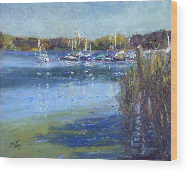 Water Wood Print featuring the painting Marina Reflections by Michael Camp
