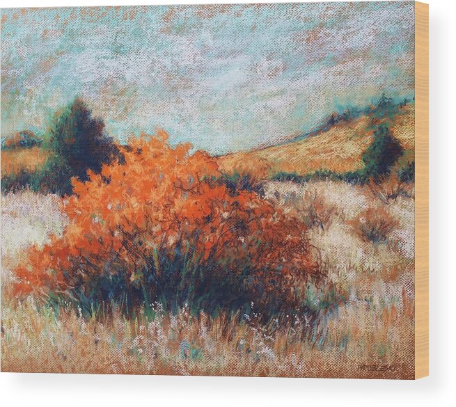 Landscape Wood Print featuring the painting Meandering II by Peggy Wrobleski