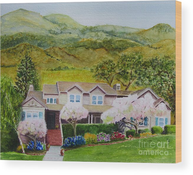 Home Wood Print featuring the painting Memories of the Family Home by Karen Fleschler