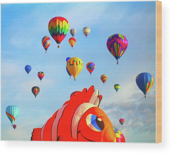 Albuquerque International Balloon Fiesta Wood Print featuring the digital art Nemo Blowing Bubbles by Gary Baird