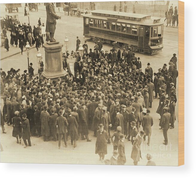 New York City Suffrage Demonstration At Park Row Wood Print featuring the photograph New York City Suffrage Demonstration at Park Row by Padre Art