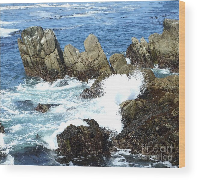 Artoffoxvox Wood Print featuring the photograph Pacific Coast Rocks and Surf Photograph by Kristen Fox