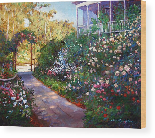 Landscape Wood Print featuring the painting Pathway of Colors by David Lloyd Glover