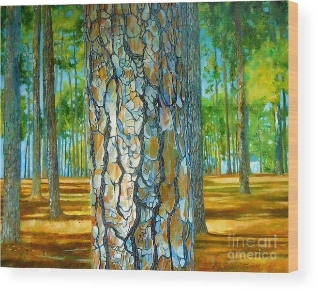 Tree Wood Print featuring the painting Portrait of a Pine Tree by Joe Roache