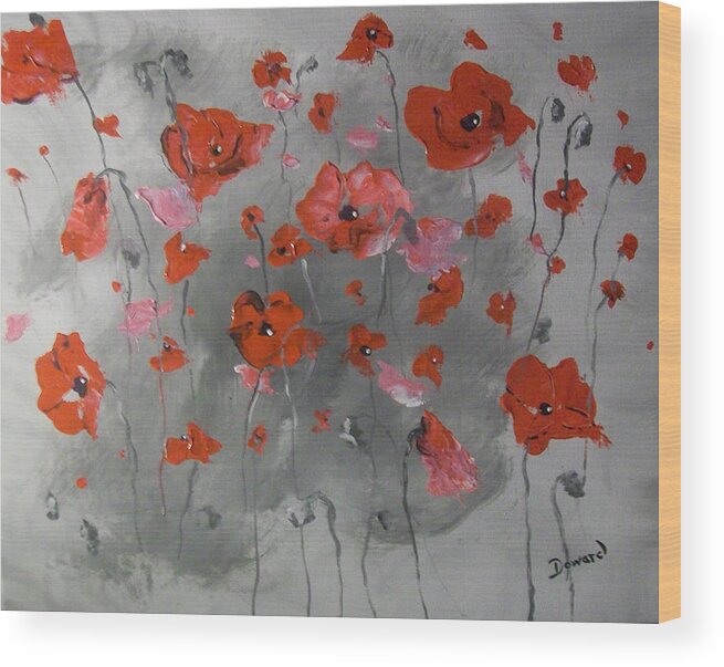 Art Wood Print featuring the painting Red Poppies by Raymond Doward
