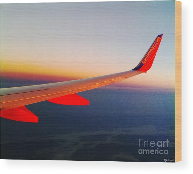 Airplane Wood Print featuring the photograph Red Winged Flight by Lizi Beard-Ward