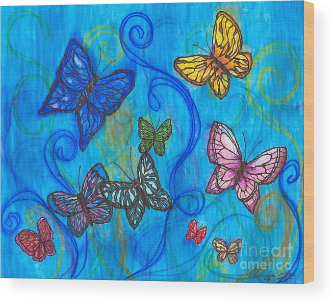 Butterflies Wood Print featuring the painting Releasing Butterflies II by Denise Hoag