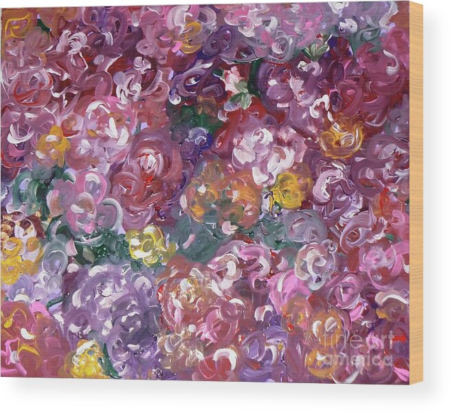 Roses Wood Print featuring the painting Rose Festival by Alys Caviness-Gober