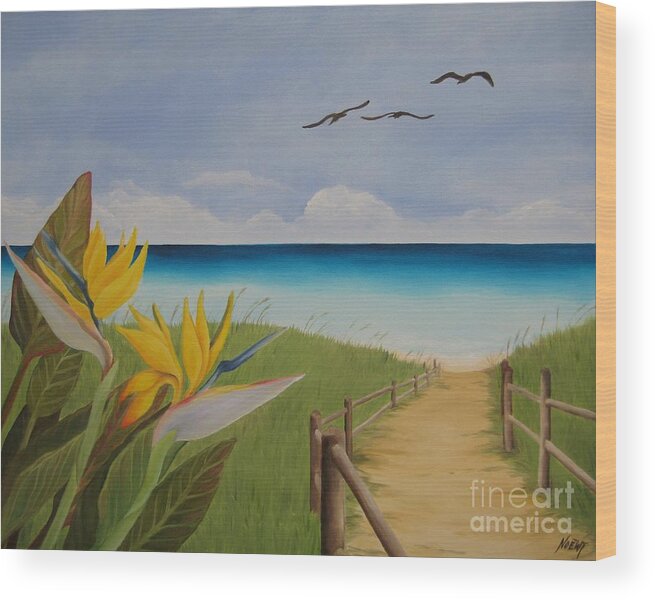 Noewi Wood Print featuring the painting Seascape by Jindra Noewi