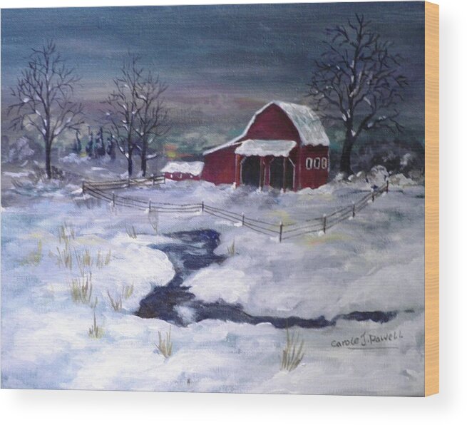 Barn Wood Print featuring the painting Silent Night by Carole Powell