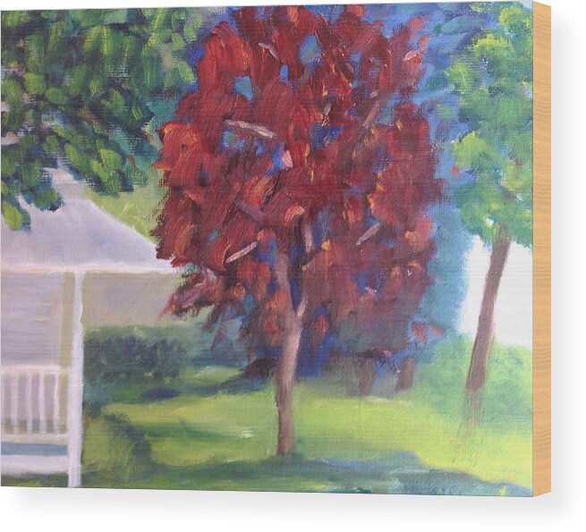 Landscape Wood Print featuring the painting Suburban Landscape I by Patricia Cleasby