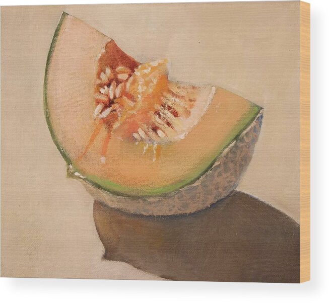 Walt Maes Wood Print featuring the painting Summer melon still life by Walt Maes