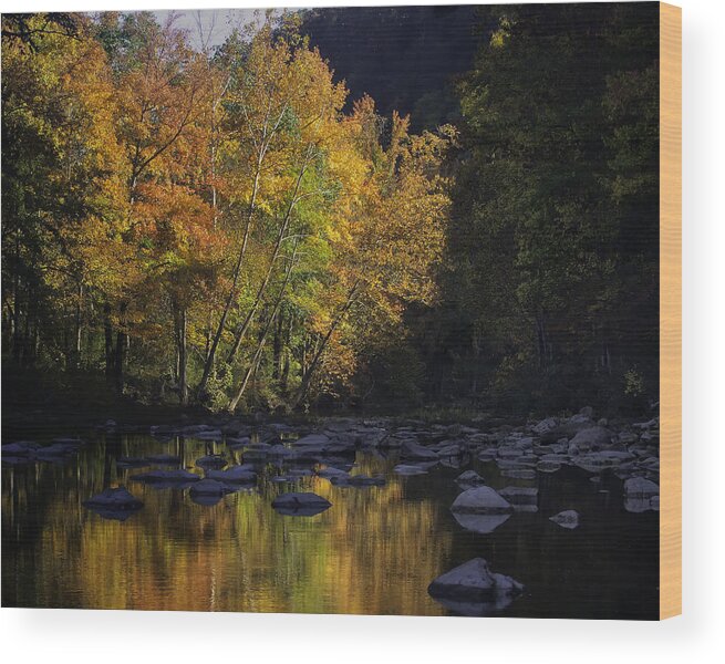 Fall Color Wood Print featuring the photograph Sunrise on the Buffalo National River by Michael Dougherty