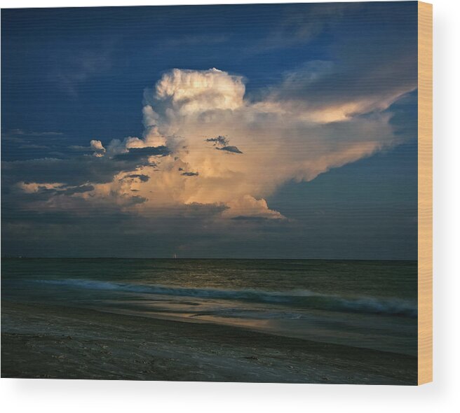 Black And White Wood Print featuring the photograph Sunset by Mario Celzner