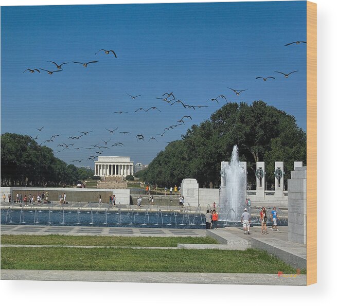 Scenic Wood Print featuring the photograph The World War II Memorial--Geese Incoming DS029 by Gerry Gantt