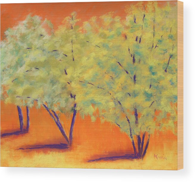 Yellow Wood Print featuring the painting Warm by Karin Eisermann