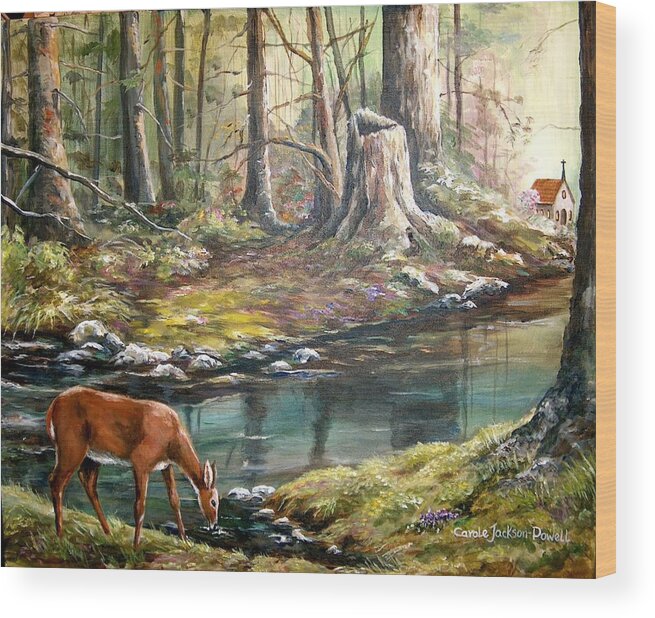 Animals Wood Print featuring the painting Waters in the Wilderness by Carole Powell