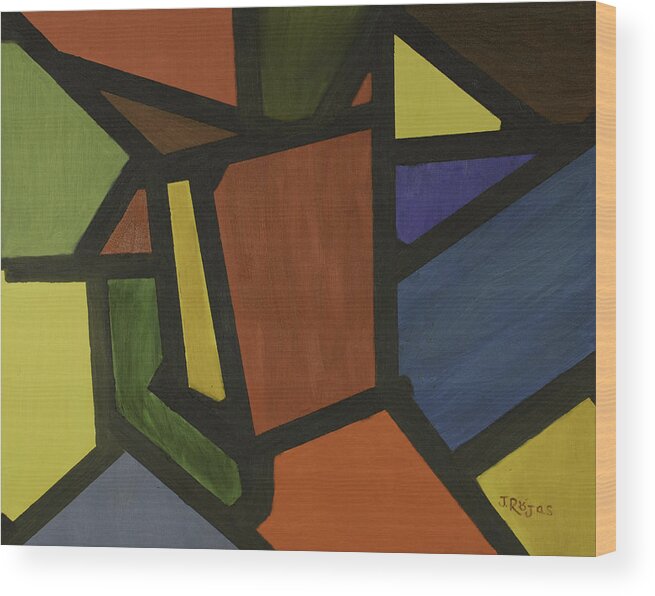 Color Wood Print featuring the painting Color Shapes by Jose Rojas