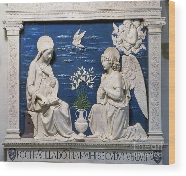 15th Century Wood Print featuring the painting Della Robbia: Annunciation #0115351 by Granger