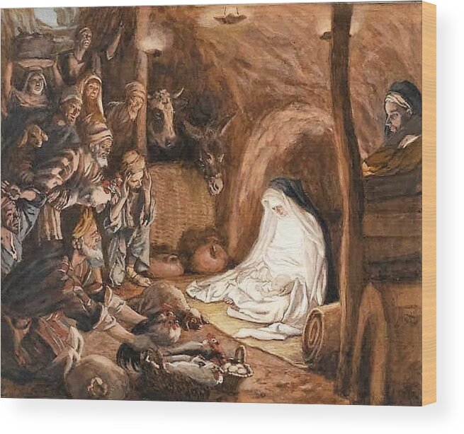 Christmas Wood Print featuring the painting Adoration of the Shepherds by Tissot