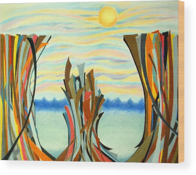 Chasm Wood Print featuring the drawing Chasm #1 by Sharon Blanchard