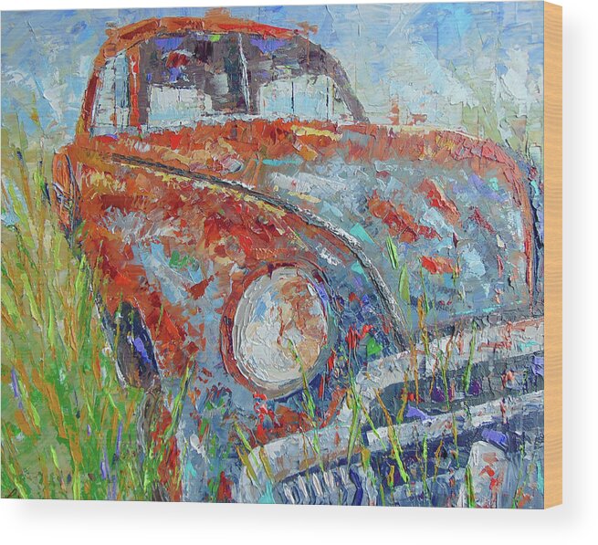 Impressionist Wood Print featuring the painting Classic car #2 by Frederic Payet