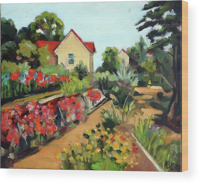 Garden Wood Print featuring the painting Community Garden #1 by Karen Coggeshall