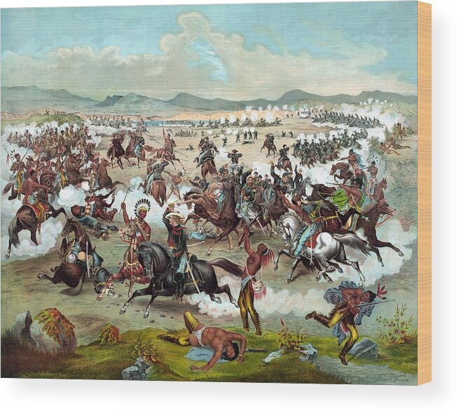 General Custer Wood Print featuring the painting Custer's Last Stand #1 by War Is Hell Store