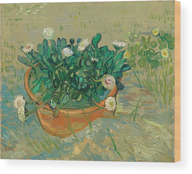 Daisies Wood Print featuring the painting Daisies, Arles #1 by Vincent van Gogh