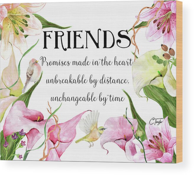 Calla Lilies Wood Print featuring the mixed media Friends by Colleen Taylor