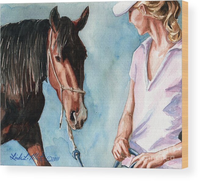 Mustang Makeover Wood Print featuring the painting I Will Follow You by Linda L Martin