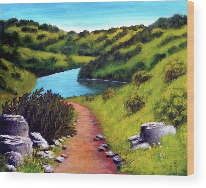 Green Hills Wood Print featuring the painting Inspiration Point #1 by Barbara J Blaisdell