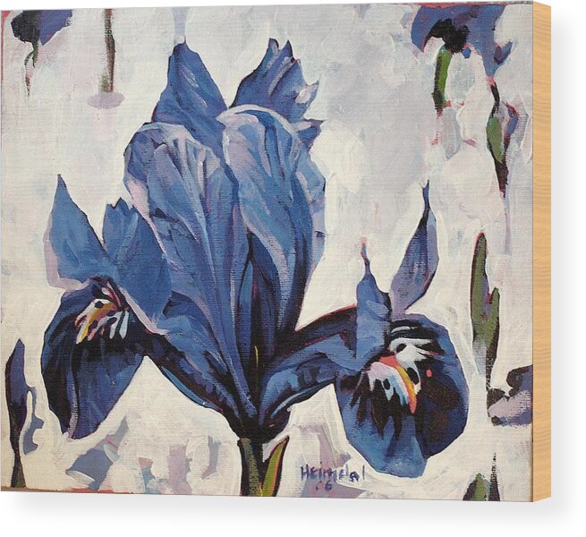 Canadian Wood Print featuring the painting Iris Snow #1 by Tim Heimdal