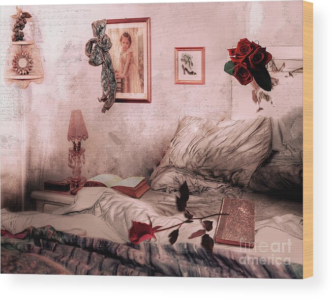 Bedroom Wood Print featuring the painting Languish #1 by Mindy Sommers