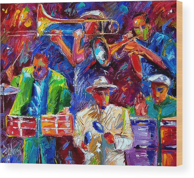 Jazz Art Wood Print featuring the painting Latin Jazz #1 by Debra Hurd