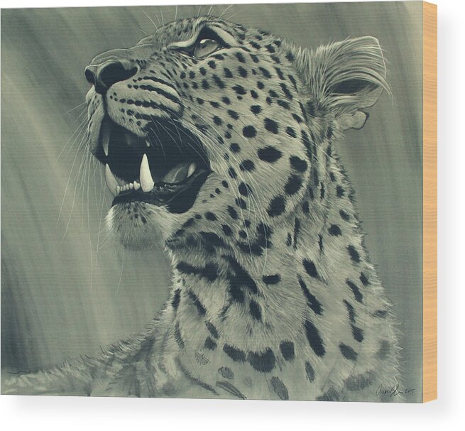 Leopard Wood Print featuring the digital art Leopard Portrait by Aaron Blaise