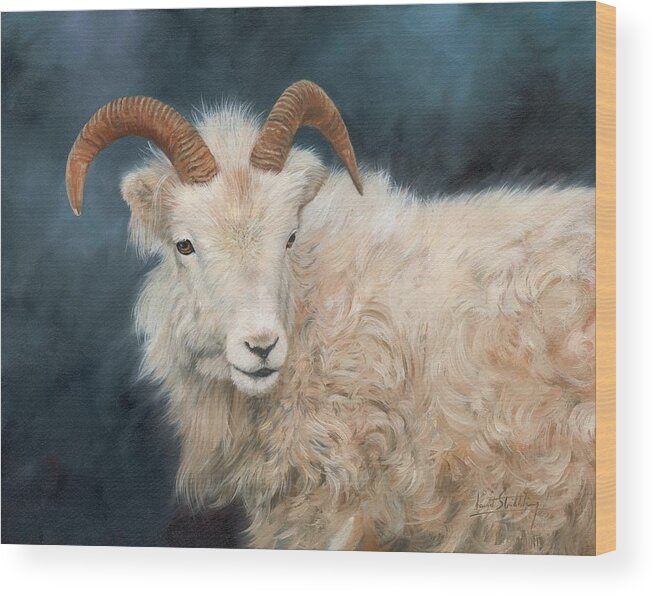 Mountain Goat Wood Print featuring the painting Mountain Goat #1 by David Stribbling