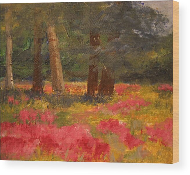 Poppy Painting Wood Print featuring the painting Poppy Meadow by Julie Lueders 