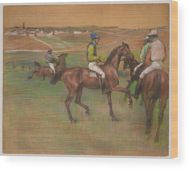 Race Horses Wood Print featuring the painting Race Horses #1 by MotionAge Designs