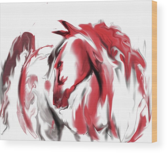  Wood Print featuring the mixed media Red Horse by Jim Fronapfel
