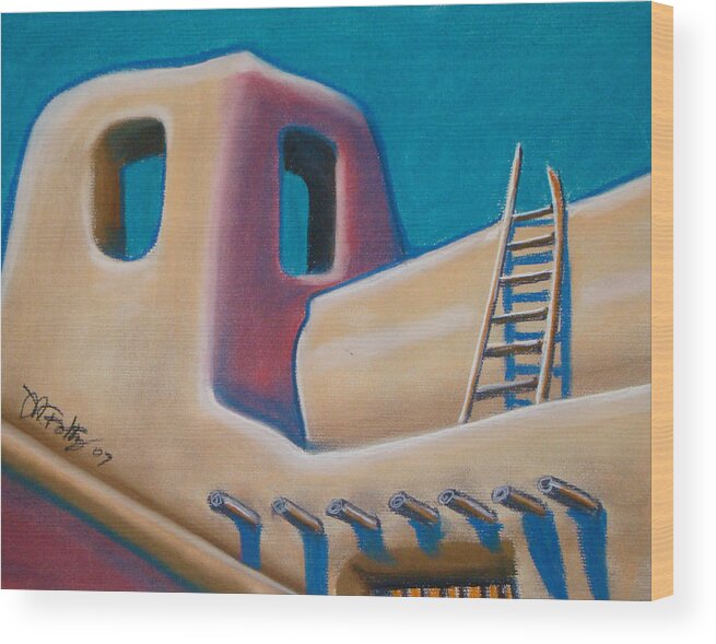 Paste Wood Print featuring the pastel Santa Fe Style #1 by Michael Foltz