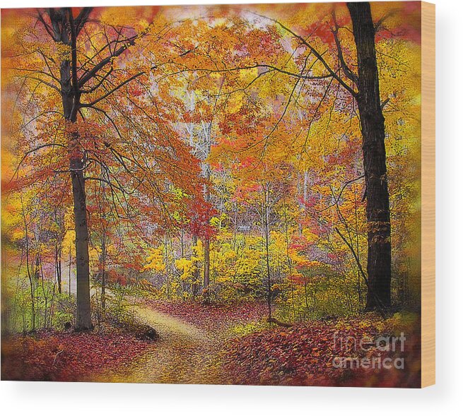 Fine Art Photography Wood Print featuring the photograph Soft autumn rain #1 by Gina Signore