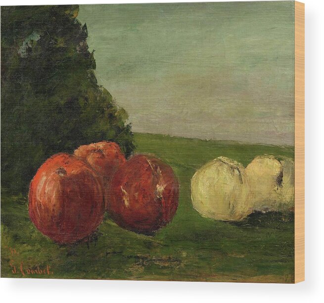 Courbet Wood Print featuring the painting Still life with apples #1 by Courbet