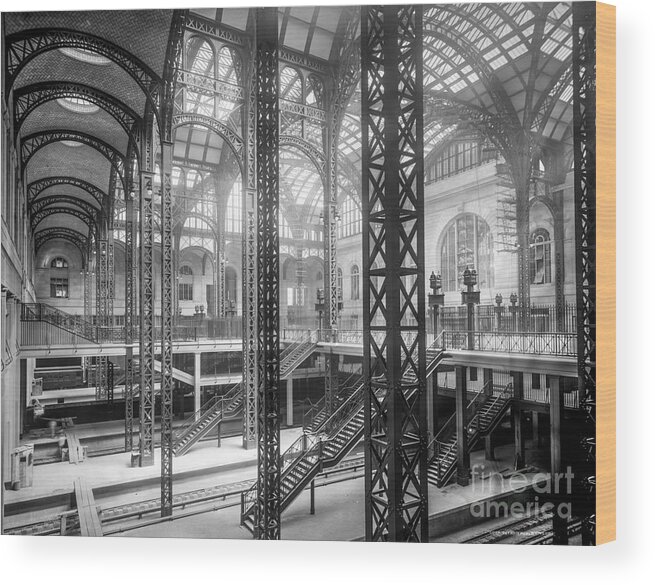 Penn Wood Print featuring the photograph Track level and concourses Pennsylvania Station New York #1 by Russell Brown