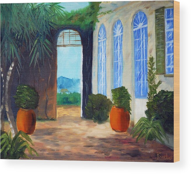 Italy Wood Print featuring the painting Tuscany Court Yard by Phil Burton