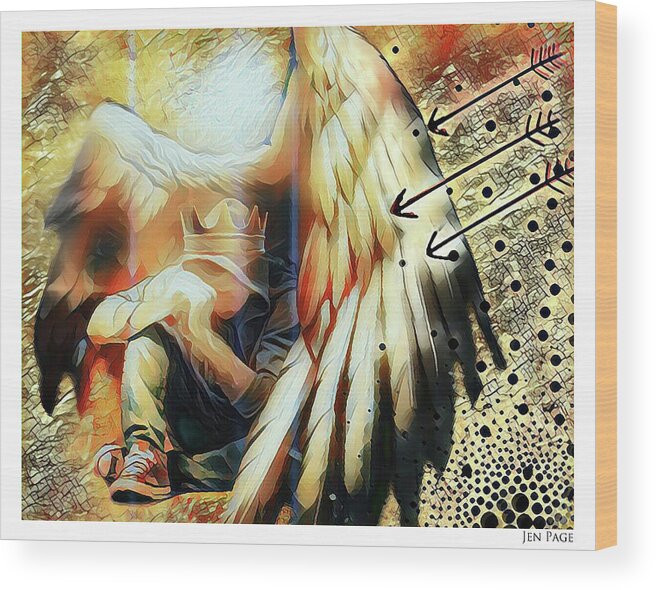 Jennifer Page Wood Print featuring the digital art Under His Wings #1 by Jennifer Page