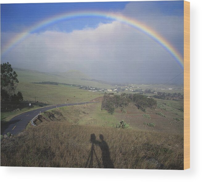 100860 Wood Print featuring the photograph 100860 Rainbow in Hawaii by Ed Cooper Photography