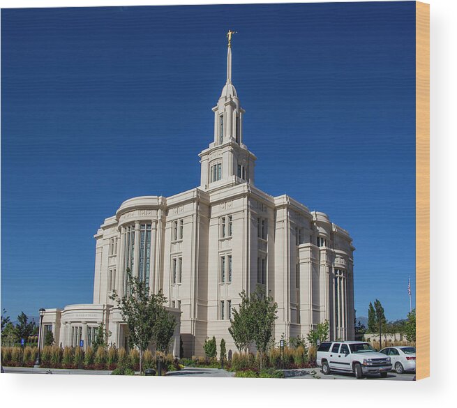Trees Wood Print featuring the photograph Payson Temple in July #2 by K Bradley Washburn
