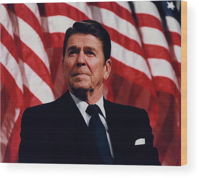 Ronald Reagan Wood Print featuring the photograph President Ronald Reagan by War Is Hell Store