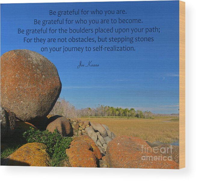 Gratitude Quotes Wood Print featuring the photograph 20- Be Grateful by Joseph Keane